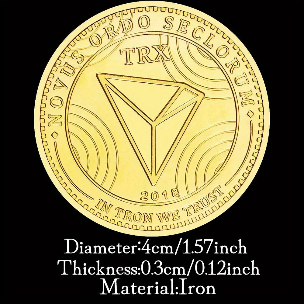 TRX Crypto Coin Physical Cryptocurrency Golden Plated Commemorative Coins Non-currency Souvenirs and Gift Ideas Collections 1401-Chinese Style Finds™