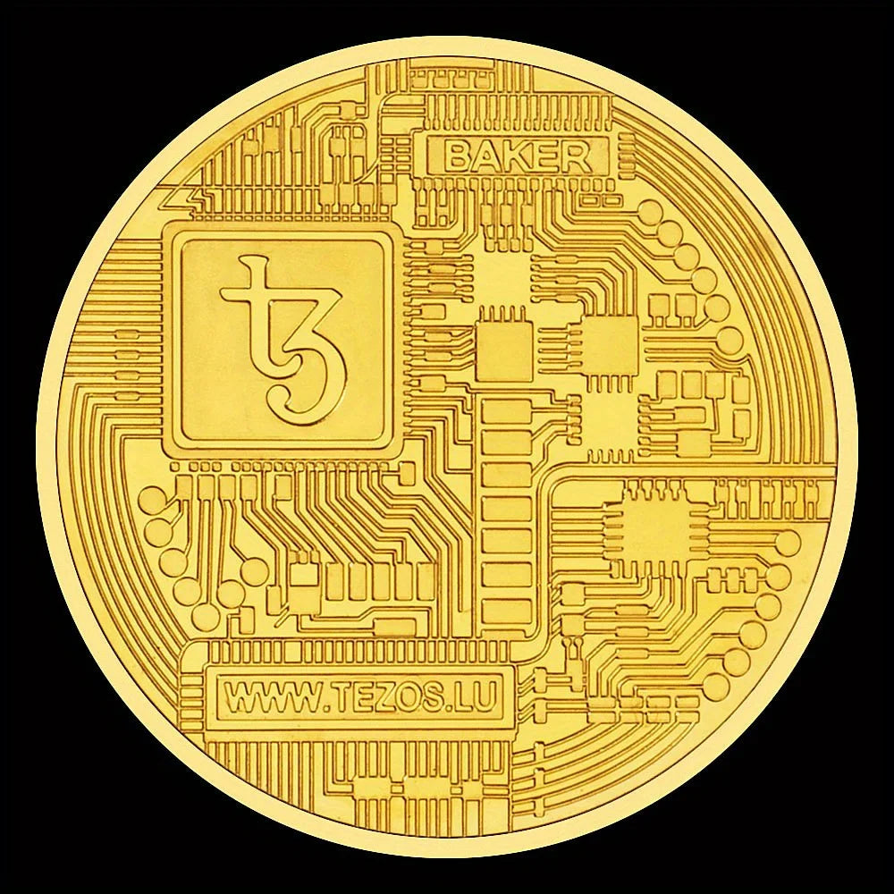 Tezos Crypto Coin Golden Plated XTZ Physical Cryptocurrency Coins Home Decorations Souvenirs and Gift Ideas Commemorative Coin 1251-Chinese Style Finds™