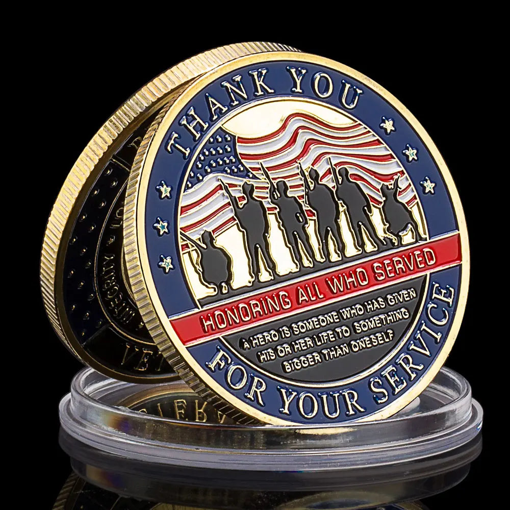 Thank You for Your Service United States Veteran Souvenir Coin Golden Plated Collectible Gift Honor Commemorative Challenge Coin 1116-Chinese Style Finds™