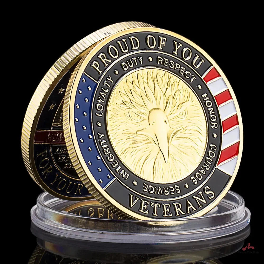 Thank You for Your Service United States Veteran Souvenir Coin Golden Plated Collectible Gift Honor Commemorative Challenge Coin 1116-Chinese Style Finds™