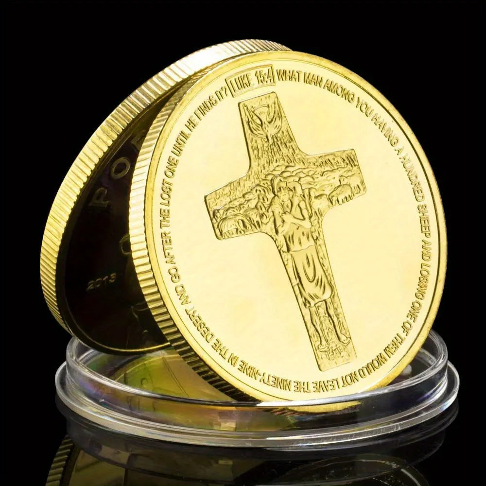 The 266th Pope of The Catholic Church Pope Francis Souvenir Coin Collectible Golden Plated Commemorative Coin 1147-Chinese Style Finds™