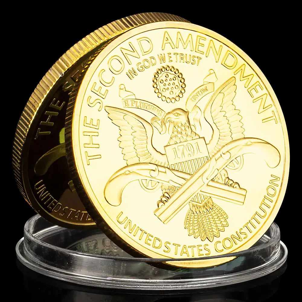 The 2nd Amendment Is My Gun Permit Souvenir Golden Plated Coin The Right of The People To Keep and Bear Arms Collection 1455-Chinese Style Finds™