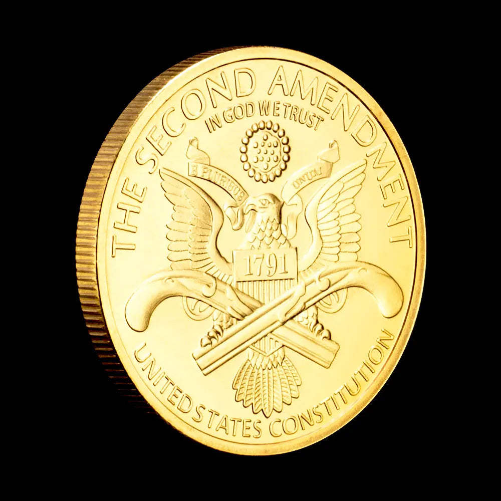 The 2nd Amendment Is My Gun Permit Souvenir Golden Plated Coin The Right of The People To Keep and Bear Arms Collection 1455-Chinese Style Finds™