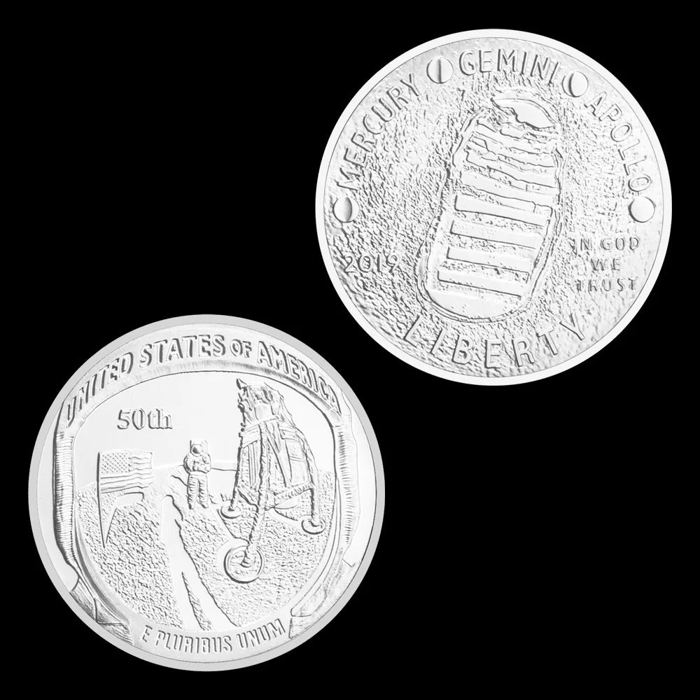 The 50th Anniversary of The Apollo Moon Landing Collectible Silver Plated Souvenir Coin Basso-relievo Replica Commemorative Coin 1589-Chinese Style Finds™