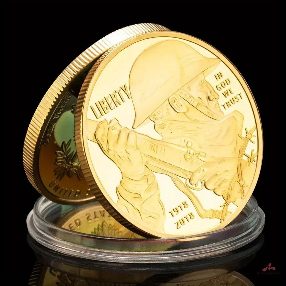 The Centenary of The First World War(1918-2018) Souvenir Golden Plated Coin Military Fans Collectible Coin Commemorative Coin 1413-Chinese Style Finds™