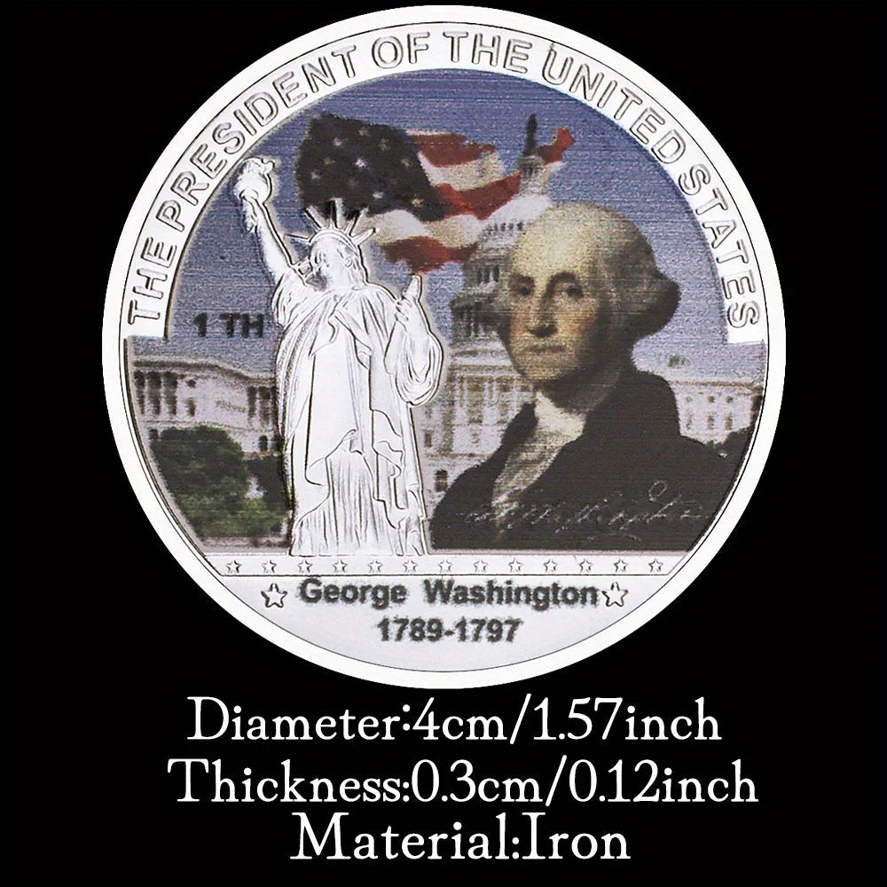 The First President of United States George Washington (1789-1797) Collectible Silvery Plated SouvenirCommemorative Coin 1358-Chinese Style Finds™