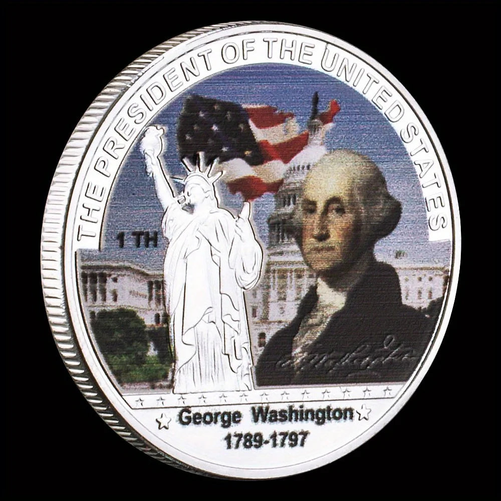 The First President of United States George Washington (1789-1797) Collectible Silvery Plated SouvenirCommemorative Coin 1358-Chinese Style Finds™