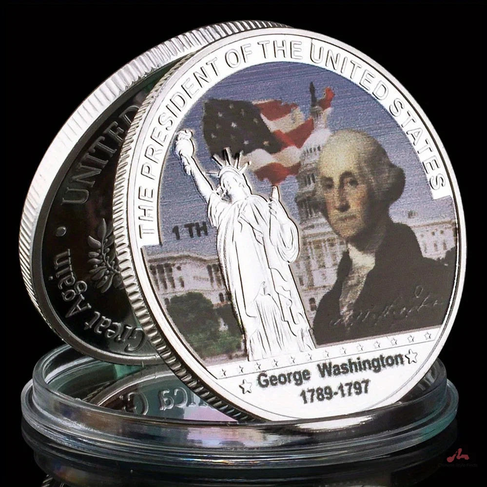 The First President of United States George Washington (1789-1797) Collectible Silvery Plated SouvenirCommemorative Coin 1358-Chinese Style Finds™