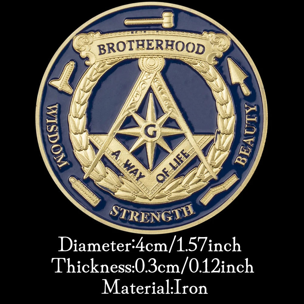 The Free Mason Golden Plated Commemorative Coin Brotherhood A Way of Life Freemason Souvenir Coin All-seeing Eye Challenge Coin 1123-Chinese Style Finds™