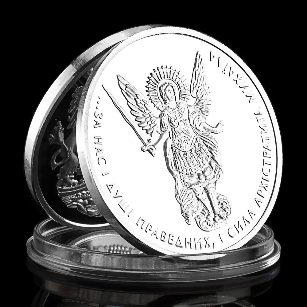 The Heart of The Righteous The Power of The Archangel Michael Is with Us Souvenir Coin Silvery Plated Commemorative Coin 1284-Chinese Style Finds™