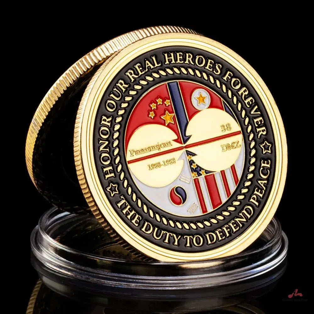 The Korean War (1950-1953)38th Parallel Souvenir Honor Our Real Heroes Forever Golden Plated Coin Veteran Commemorative Coin 1074-Chinese Style Finds™