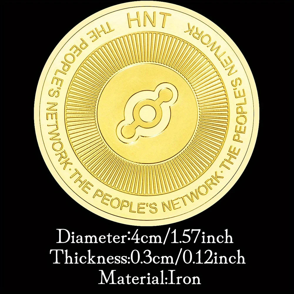 The Peoples Network HNT Cryptocurrency Physical Collection Golden Plated Commemorative Coin Crypto Coin 1264-Chinese Style Finds™