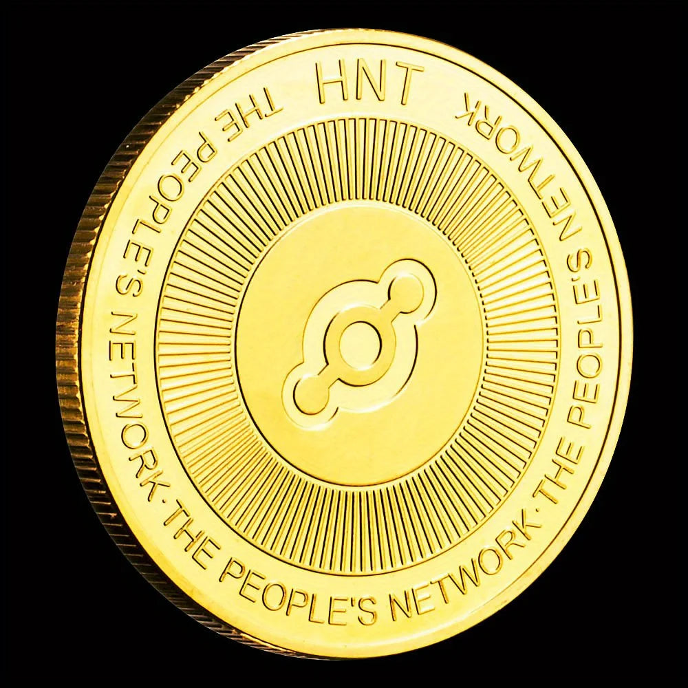 The Peoples Network HNT Cryptocurrency Physical Collection Golden Plated Commemorative Coin Crypto Coin 1264-Chinese Style Finds™