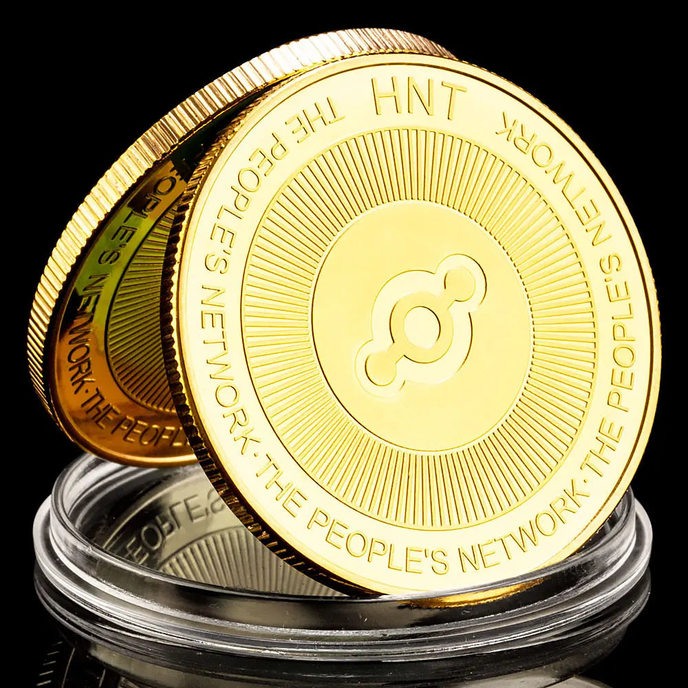 The Peoples Network HNT Cryptocurrency Physical Collection Golden Plated Commemorative Coin Crypto Coin 1264-Chinese Style Finds™