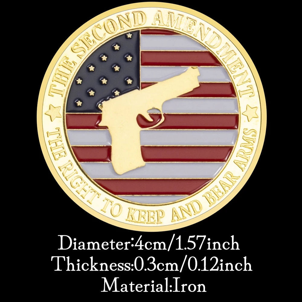 The Second Amendment Souvenir The Right To Keep and Bear Arms Gun Coin golden Plated Challenge Coin Commemorative Coin 1523-Chinese Style Finds™