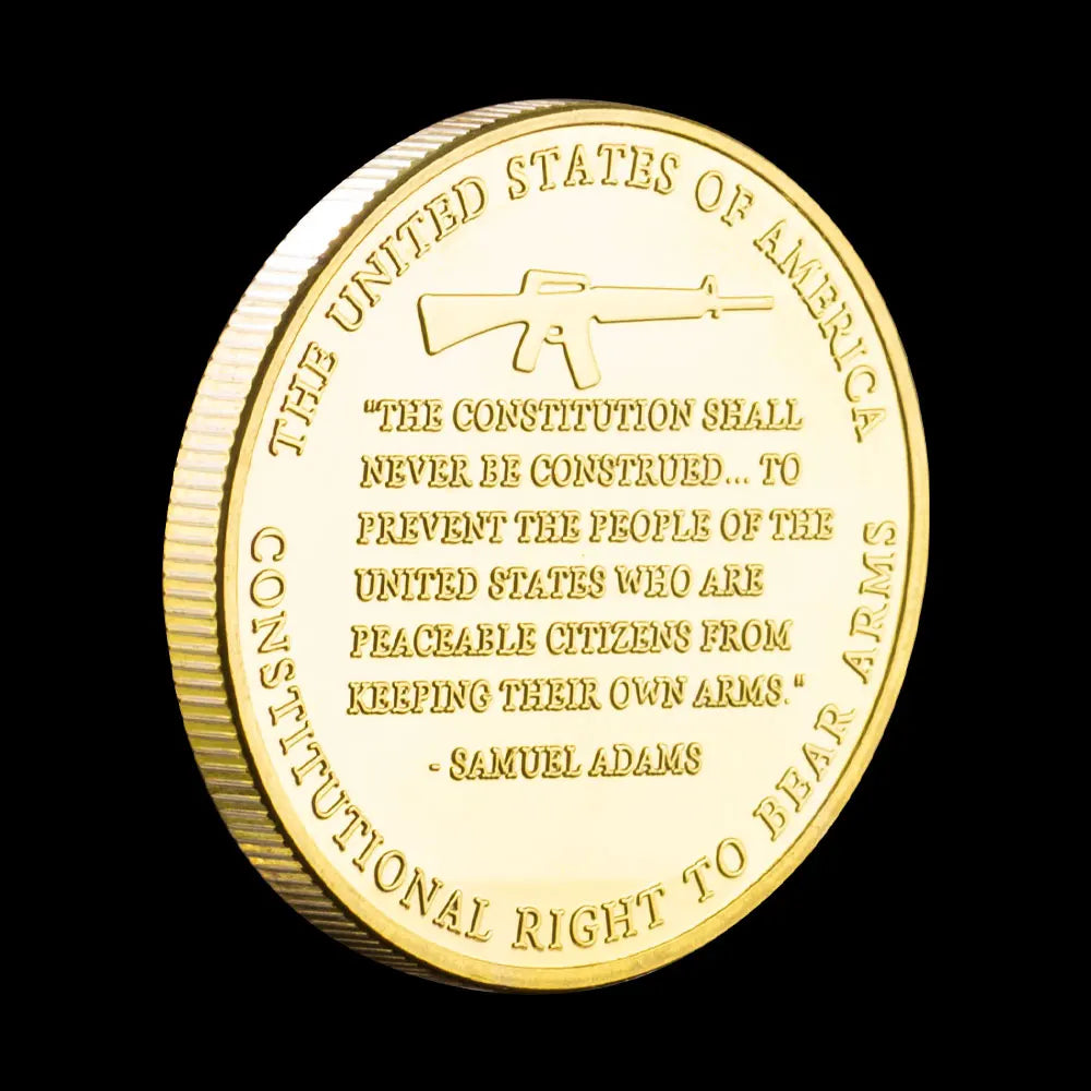 The Second Amendment Souvenir The Right To Keep and Bear Arms Gun Coin golden Plated Challenge Coin Commemorative Coin 1523-Chinese Style Finds™