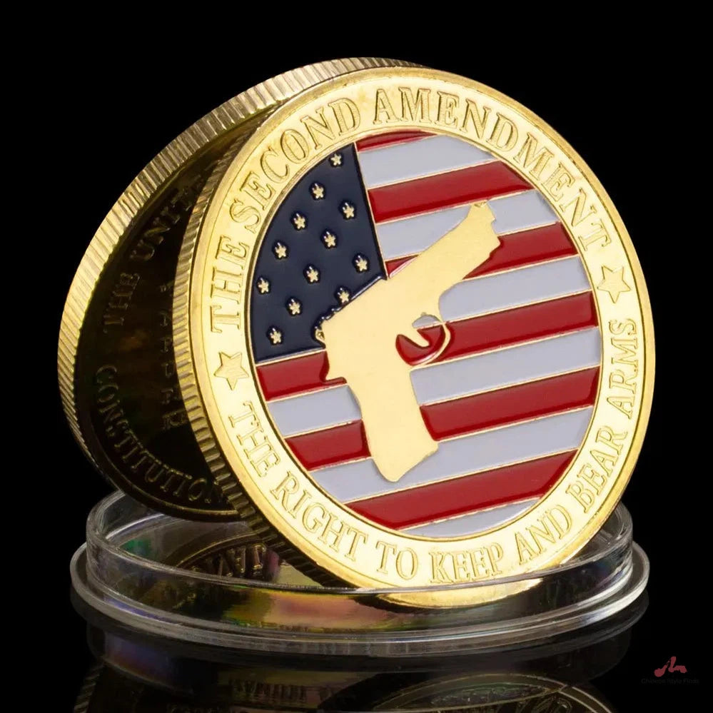 The Second Amendment Souvenir The Right To Keep and Bear Arms Gun Coin golden Plated Challenge Coin Commemorative Coin 1523-Chinese Style Finds™