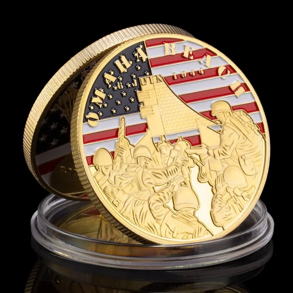 The WW II The Normandy Invasion Souvenir Omaha Beach Commemoirative Coin Operation Overlord Gold Plated Challenge Coin 1088-Chinese Style Finds™