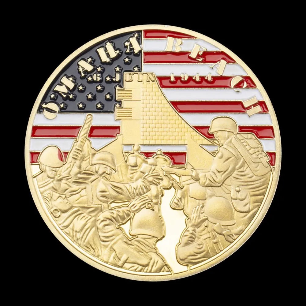 The WW II The Normandy Invasion Souvenir Omaha Beach Commemoirative Coin Operation Overlord Gold Plated Challenge Coin 1088-Chinese Style Finds™