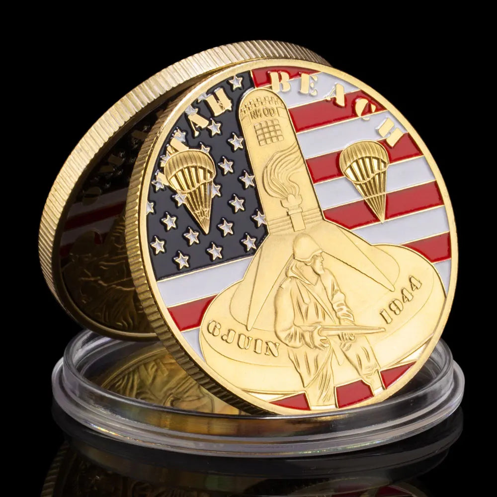 The WW II The Normandy Invasion Souvenir Omaha Beach Commemoirative Coin Operation Overlord Gold Plated Challenge Coin 1088-Chinese Style Finds™