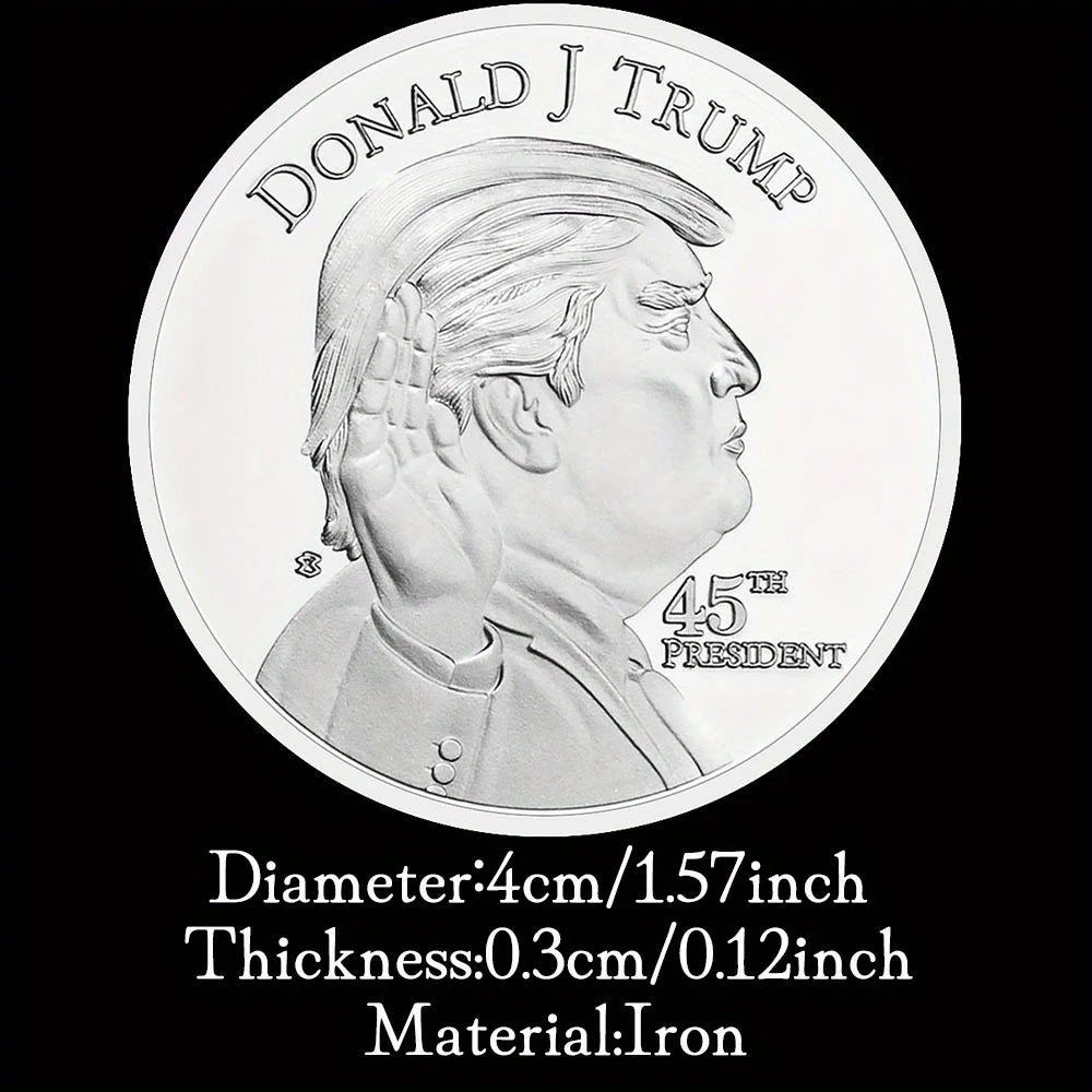 The White House Collectible Silvery Plated Souvenir Coin 45th President of United States Donald Trump Commemorative Coin 1661-Chinese Style Finds™