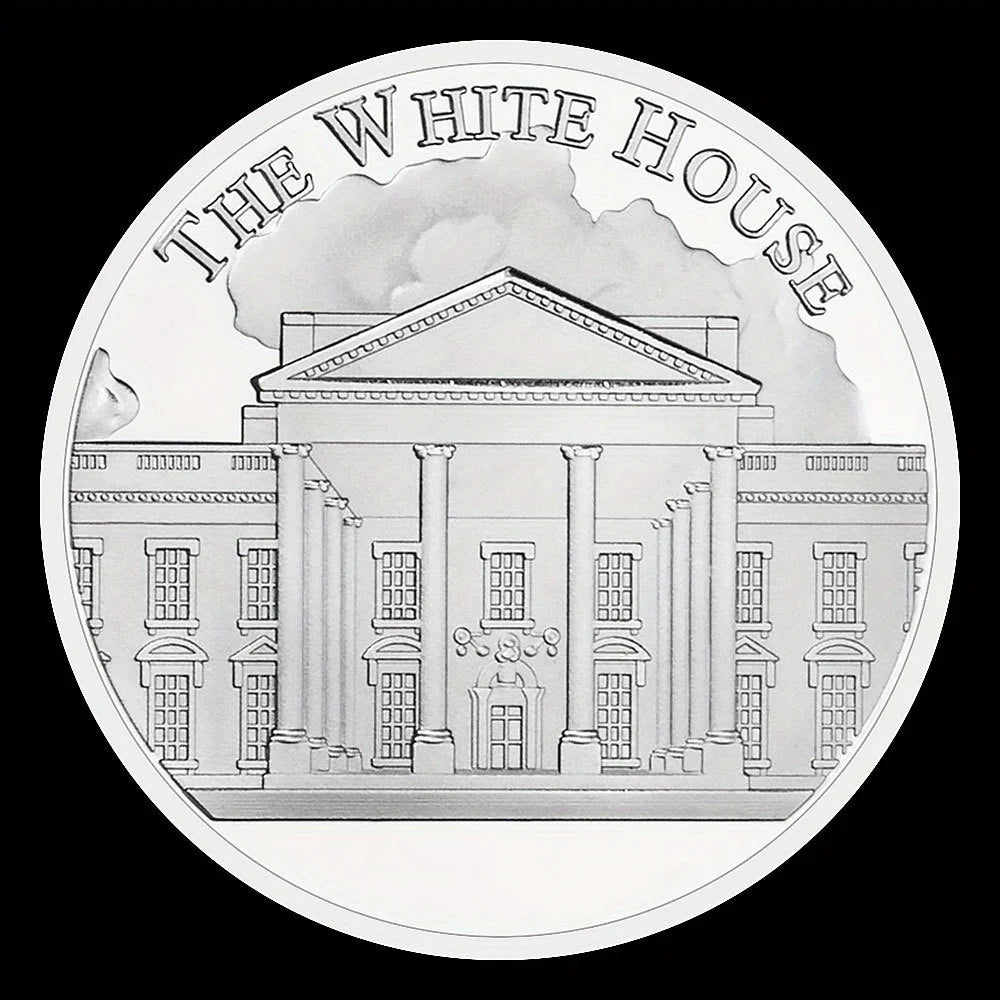 The White House Collectible Silvery Plated Souvenir Coin 45th President of United States Donald Trump Commemorative Coin 1661-Chinese Style Finds™