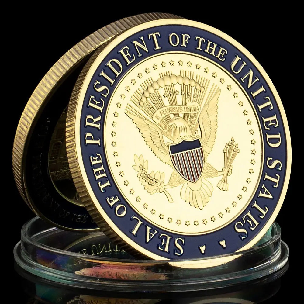 The White House Gold Plated Souvenirs and Gift Ideas Golden Coins 45th President of United States Donald Trump Commemorative Coin 1555-Chinese Style Finds™