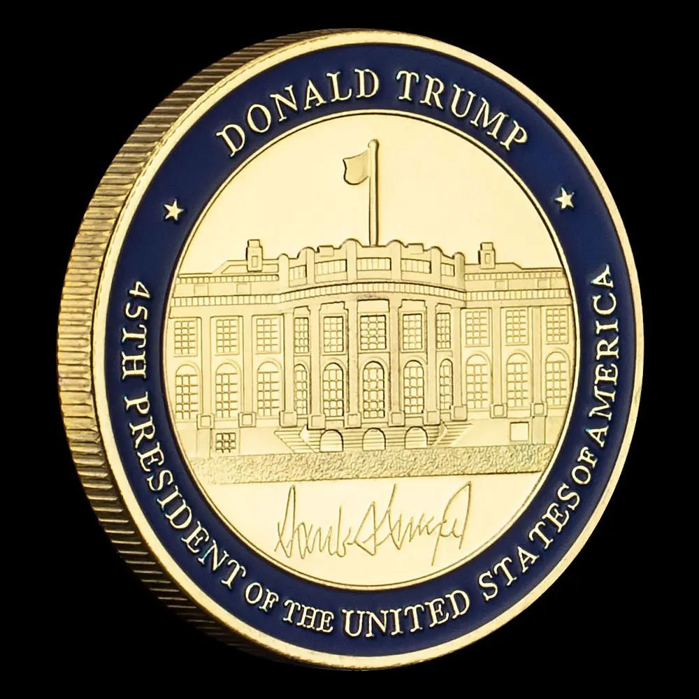 The White House Gold Plated Souvenirs and Gift Ideas Golden Coins 45th President of United States Donald Trump Commemorative Coin 1555-Chinese Style Finds™