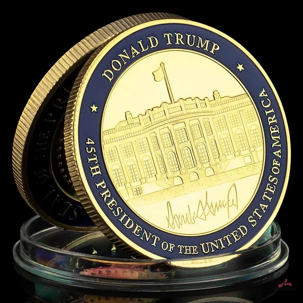 The White House Gold Plated Souvenirs and Gift Ideas Golden Coins 45th President of United States Donald Trump Commemorative Coin 1555-Chinese Style Finds™