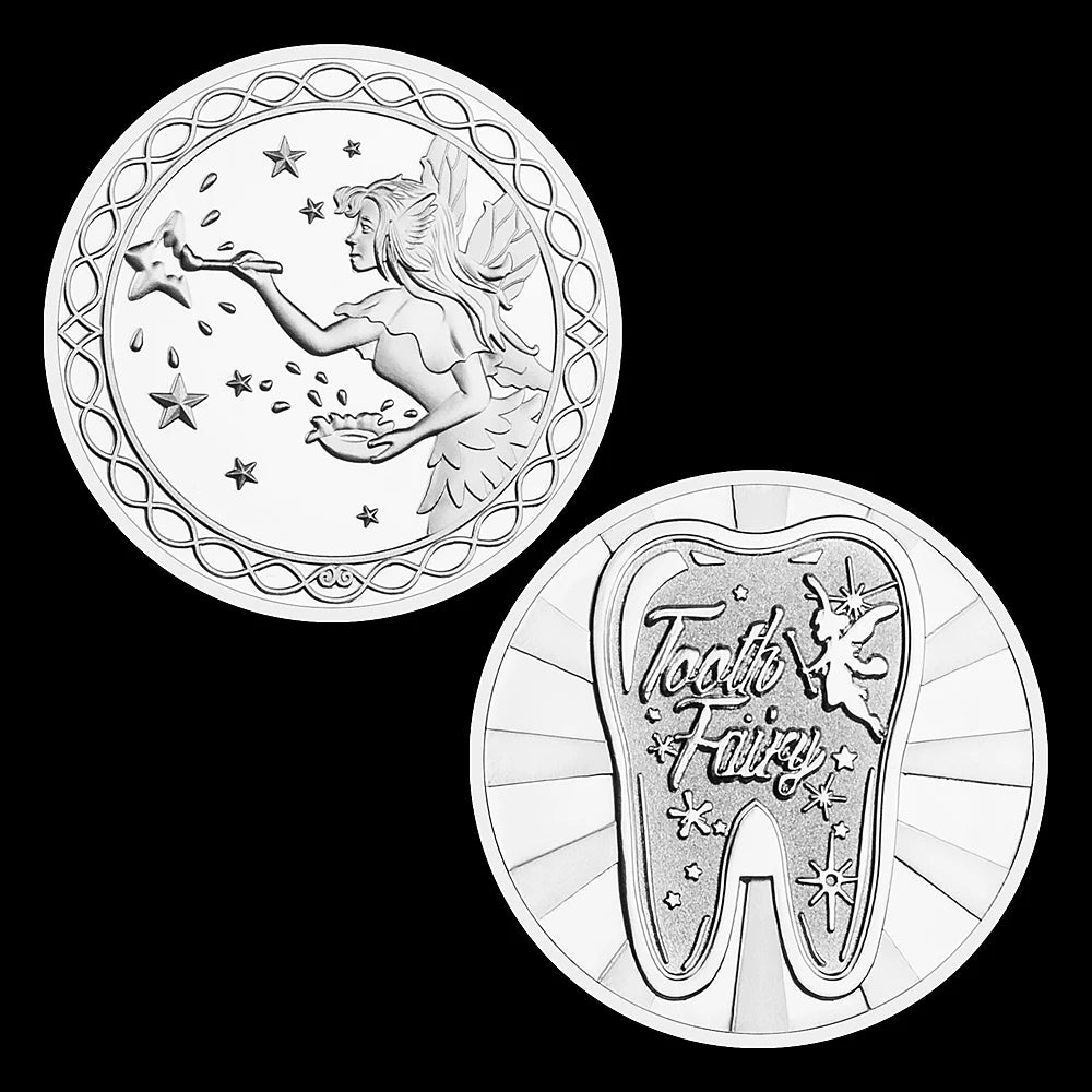 Tooth Fairy Collectible Silvery Golden Plated Souvenir Coin Lucky Coin Commemorative Coin Creative Gift 1653-Chinese Style Finds™