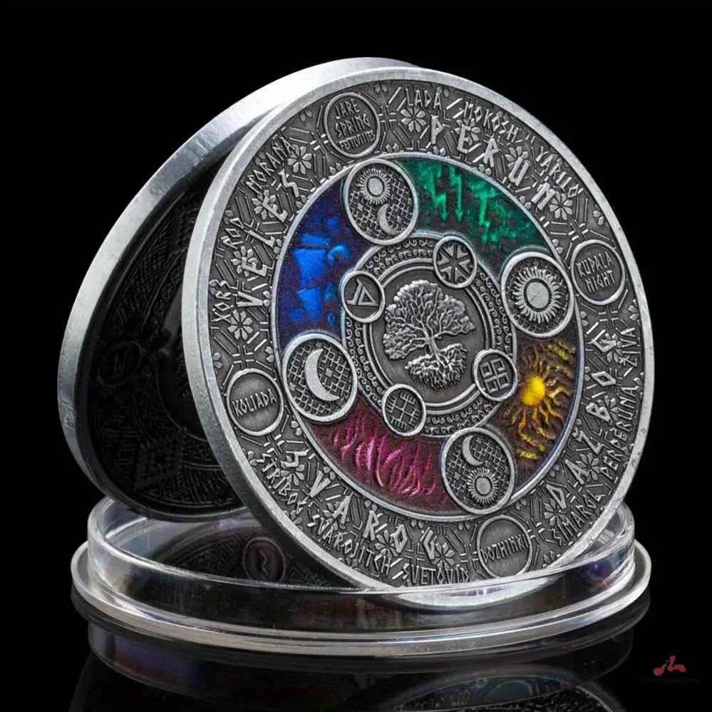 Tree of Cabala Souvenirs and Gift Ideas Varog Dazbog Home Decorations Niue Tree of Life Commemorative Coin Collection Art 1621-Chinese Style Finds™