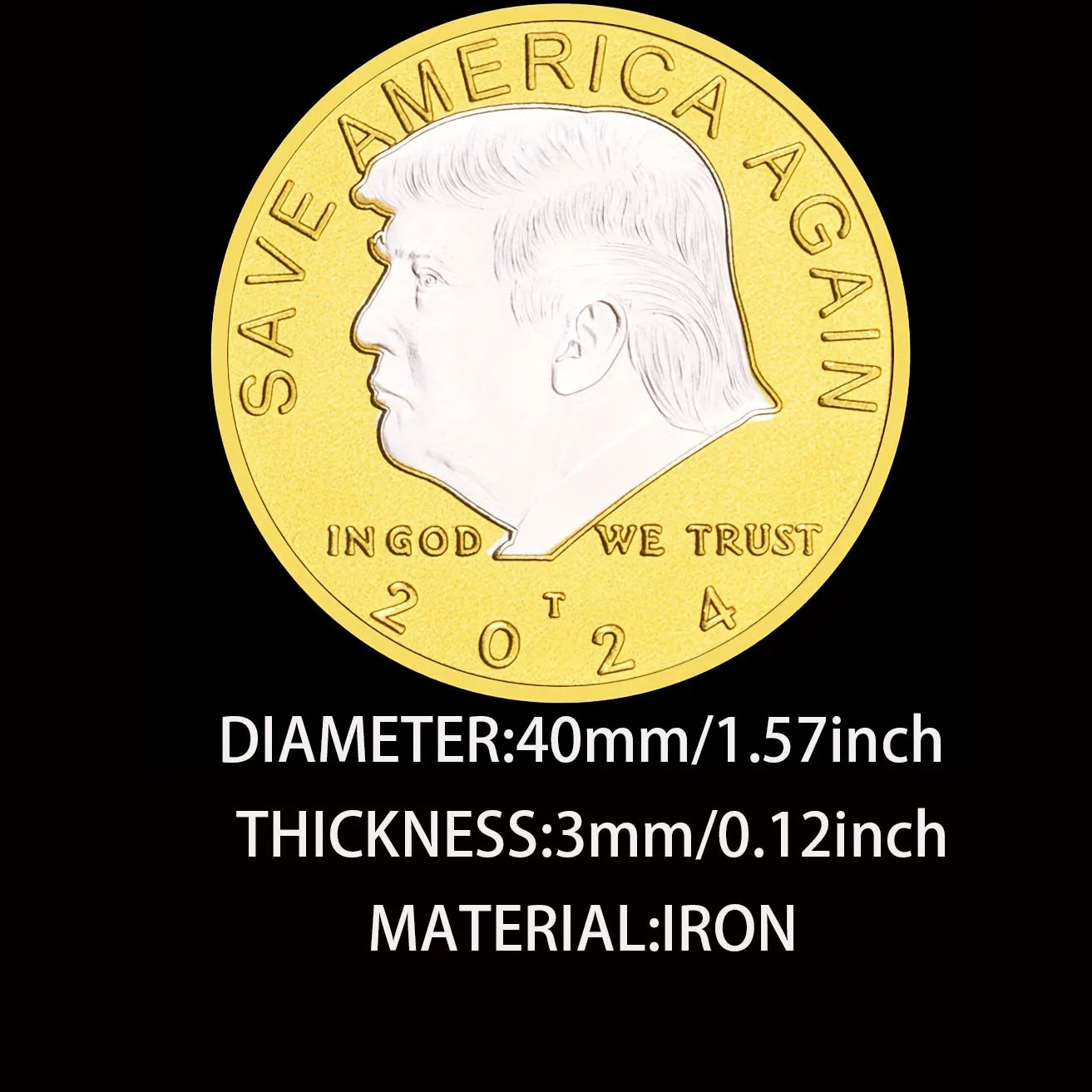 Trump 2024 Coins Save America Again US Coin GoldenPlated Souvenirs and Gift Ideas In God We Trust Home Decorations Commemorative Coin 1702-Chinese Style Finds™