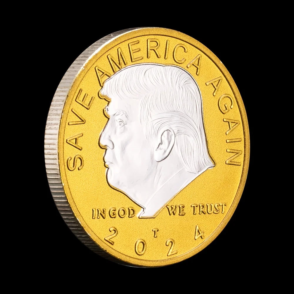 Trump 2024 Coins Save America Again US Coin GoldenPlated Souvenirs and Gift Ideas In God We Trust Home Decorations Commemorative Coin 1702-Chinese Style Finds™