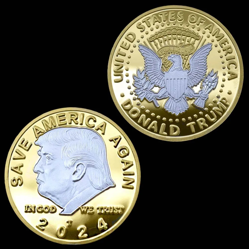 Trump 2024 Coins Save America Again US Coin GoldenPlated Souvenirs and Gift Ideas In God We Trust Home Decorations Commemorative Coin 1702-Chinese Style Finds™