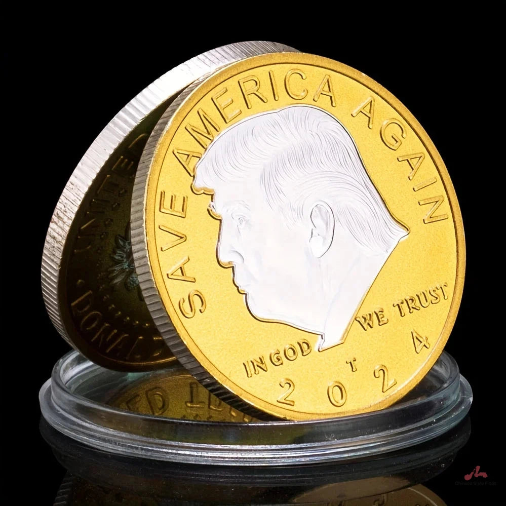 Trump 2024 Coins Save America Again US Coin GoldenPlated Souvenirs and Gift Ideas In God We Trust Home Decorations Commemorative Coin 1702-Chinese Style Finds™