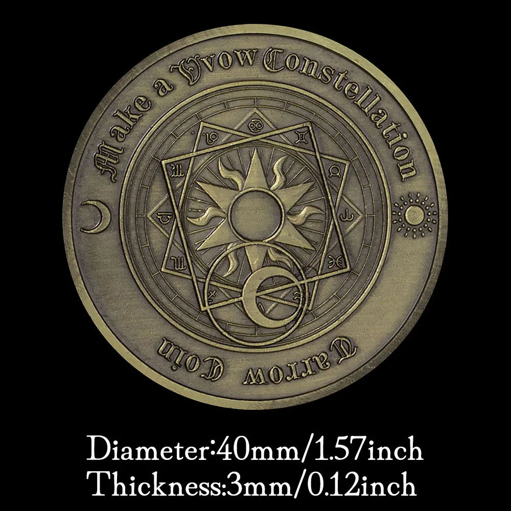 Twelve Constellation Sun Moon Lucky Coin Bronze Gold Plated Commemorative Coin Home Decorations Collections 1174-Chinese Style Finds™