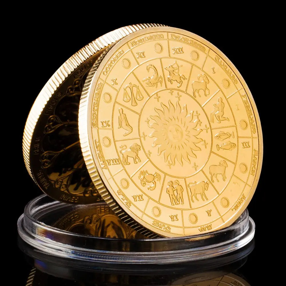 Twelve Constellations Souvenirs and Gift Ideas Golden Plated Lucky Coins Collectible Commemorative Coin 1691-Chinese Style Finds™