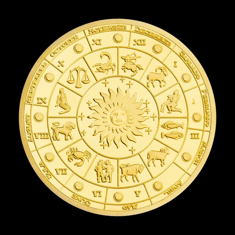 Twelve Constellations Souvenirs and Gift Ideas Golden Plated Lucky Coins Collectible Commemorative Coin 1691-Chinese Style Finds™