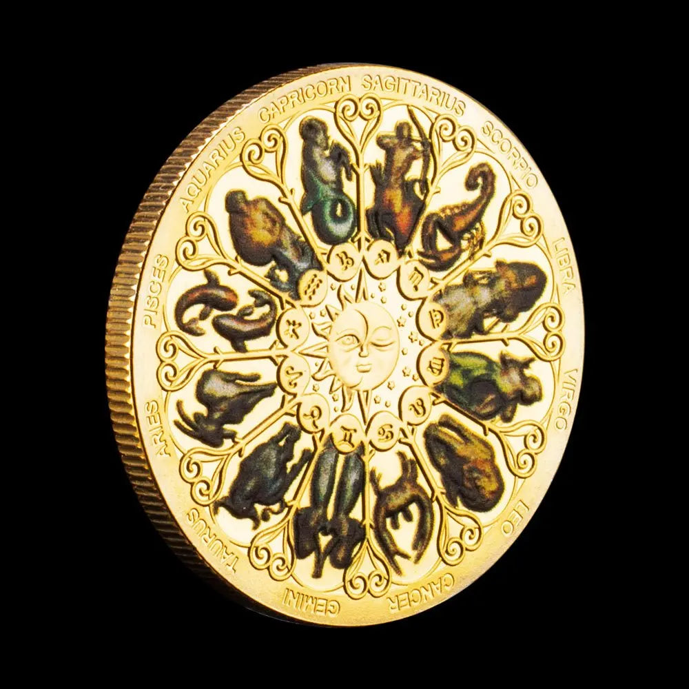 Twelve Constellations Souvenirs and Gift Ideas Golden Plated Lucky Coins Collectible Commemorative Coin 1691-Chinese Style Finds™