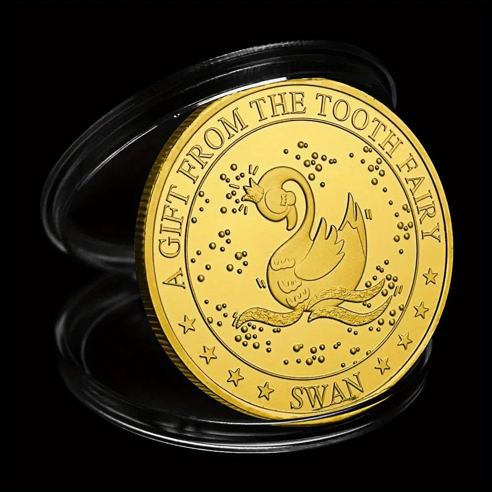 Twinkle Tooth Fairy Collectible Golden Plated Souvenir Collection Art Gift From The Tooth Fairy Swan Commemorative Coin 1335-Chinese Style Finds™