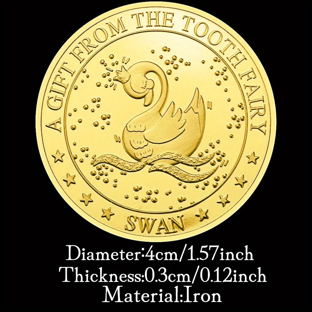 Twinkle Tooth Fairy Collectible Golden Plated Souvenir Collection Art Gift From The Tooth Fairy Swan Commemorative Coin 1335-Chinese Style Finds™