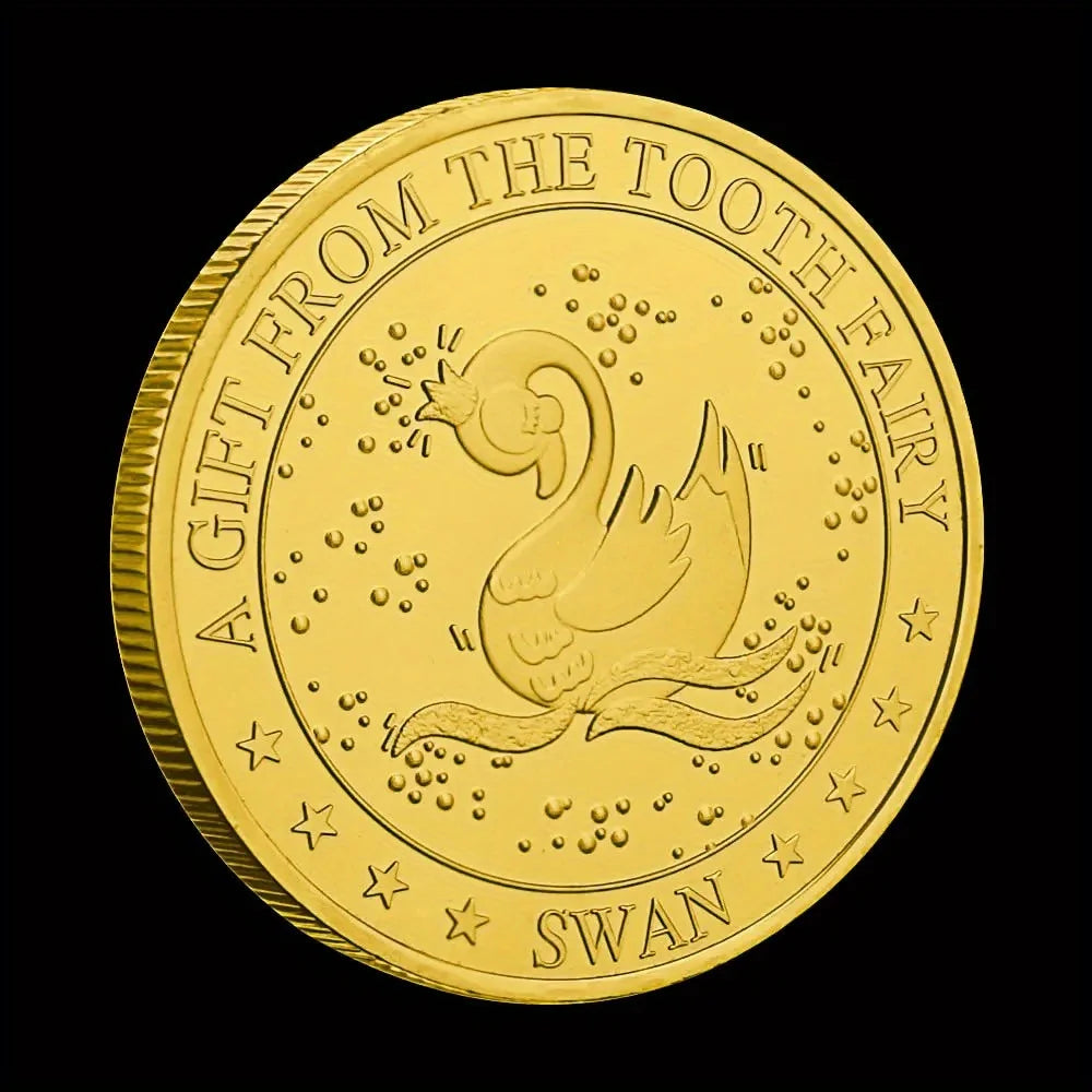 Twinkle Tooth Fairy Collectible Golden Plated Souvenir Collection Art Gift From The Tooth Fairy Swan Commemorative Coin 1335-Chinese Style Finds™