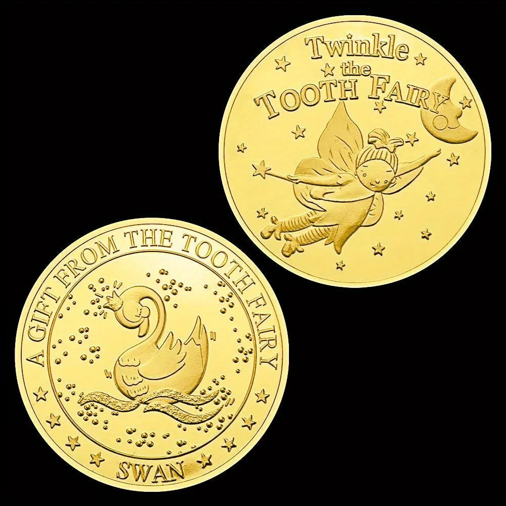 Twinkle Tooth Fairy Collectible Golden Plated Souvenir Collection Art Gift From The Tooth Fairy Swan Commemorative Coin 1335-Chinese Style Finds™