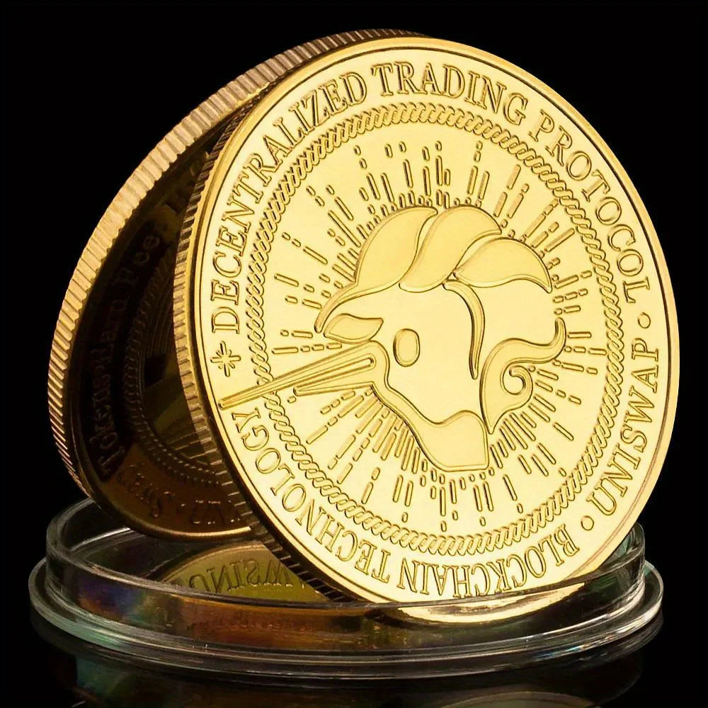 UNISWAP Cryptocurrency Physical Golden Plated Souvenir Gift Creative Crypto Coin Commemorative Coin 1253-Chinese Style Finds™