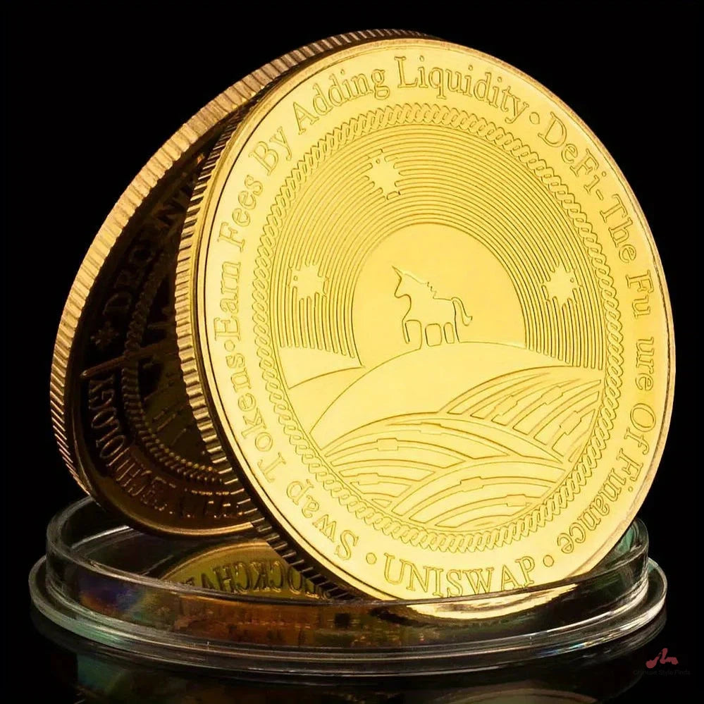 UNISWAP Cryptocurrency Physical Golden Plated Souvenir Gift Creative Crypto Coin Commemorative Coin 1253-Chinese Style Finds™