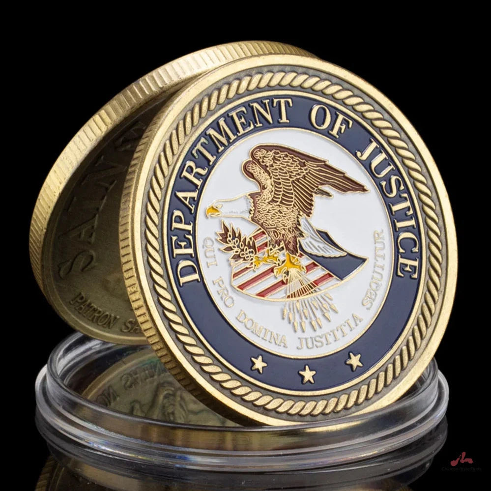 US Department of Justice Qui Pro Domina Justitia Sequitur Souvenir Challenge Coin Bronze Plated Commemorative Coin 1505-Chinese Style Finds™