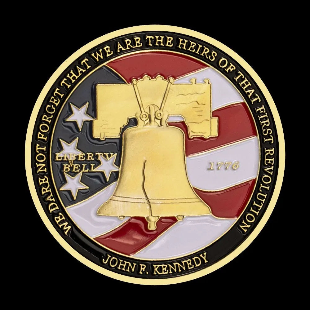 US Gadsden Flag Challenge Coin Gold Plated Coin United We Stand Liberty Bell Pattern Collectible Commemorative Coin 1169-Chinese Style Finds™