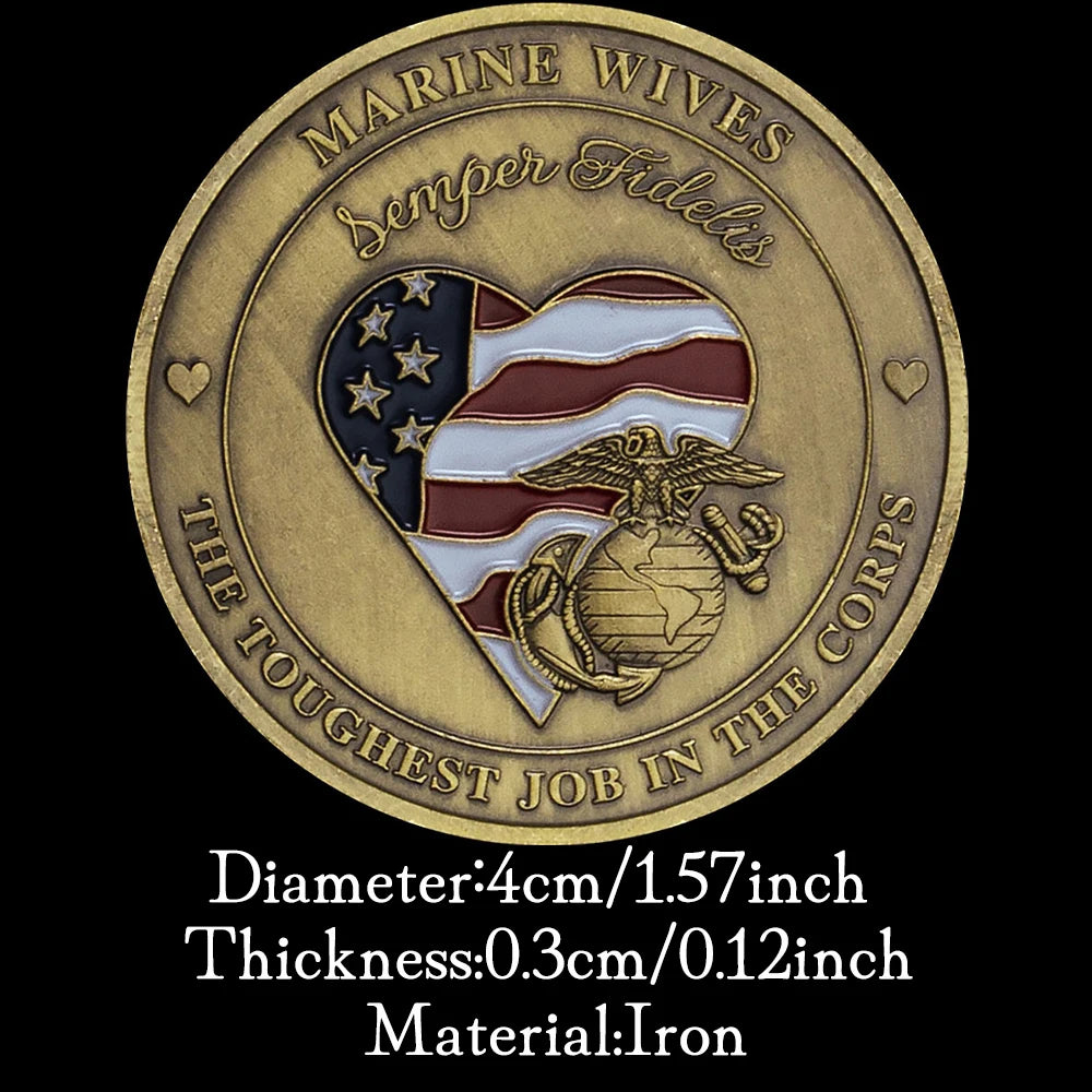 US Marine Corps Challenge Coins Marine Wives The Toughest Job In The Corps Bronze Plated Commemorative Coin Semper Fidelis Coin 1070-Chinese Style Finds™