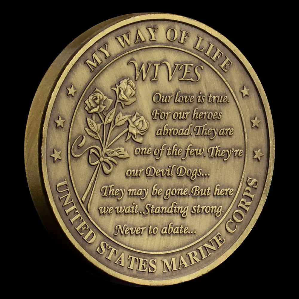 US Marine Corps Challenge Coins Marine Wives The Toughest Job In The Corps Bronze Plated Commemorative Coin Semper Fidelis Coin 1070-Chinese Style Finds™