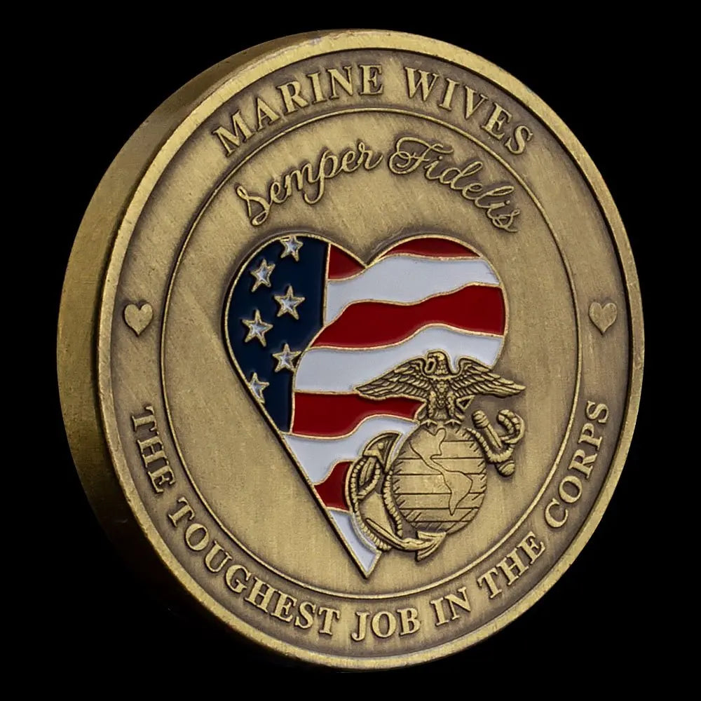 US Marine Corps Challenge Coins Marine Wives The Toughest Job In The Corps Bronze Plated Commemorative Coin Semper Fidelis Coin 1070-Chinese Style Finds™